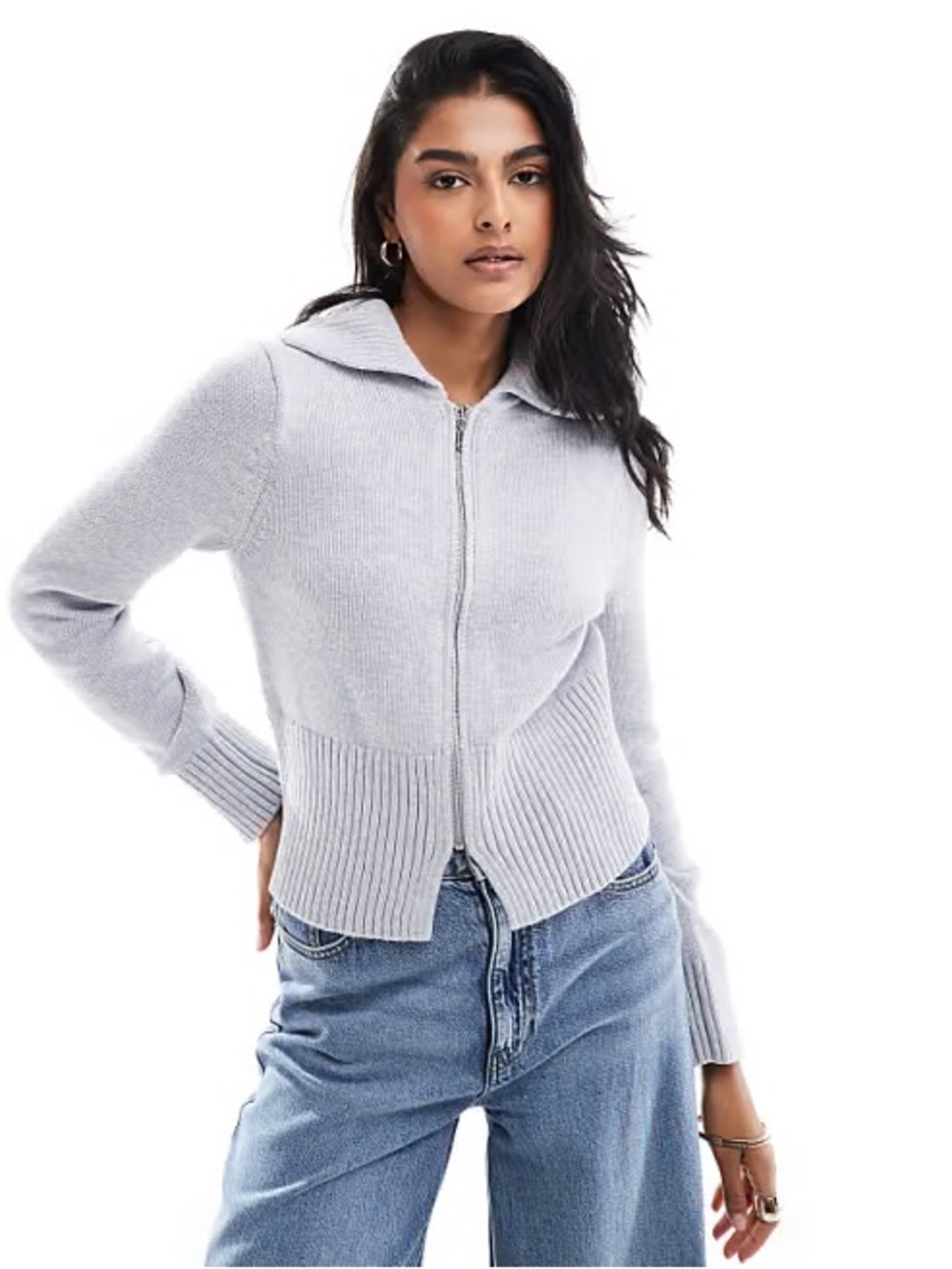 Abercrombie & Fitch Zip Up Collared Cardigan